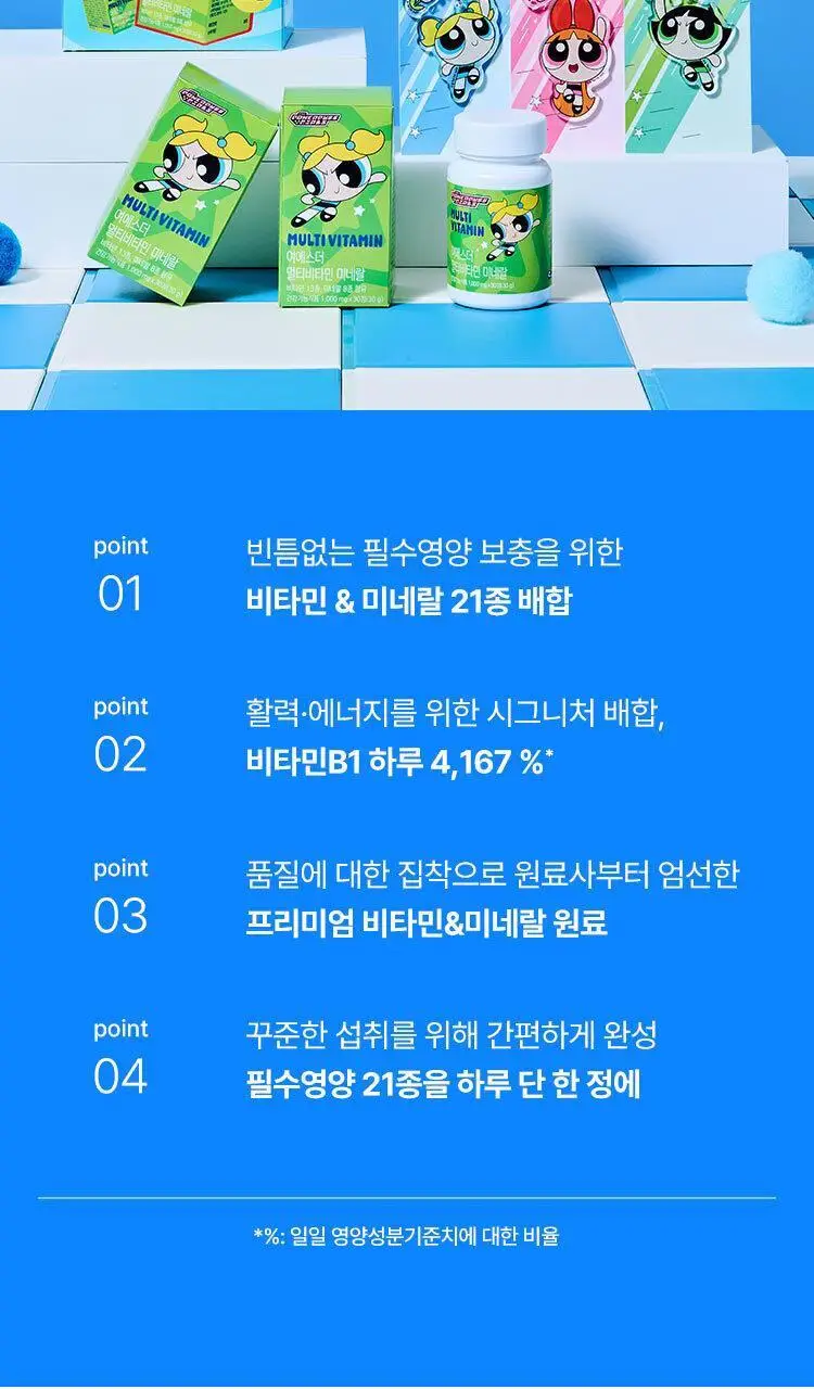 [키링증정/1+1더블기획] 여에스더 멀티비타민 미네랄 파워퍼프걸 에디션 (총 2개월분) 상세페이지 12